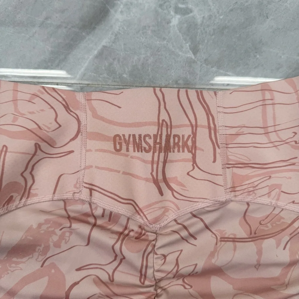 Women’s Gymshark Marbled Biker Shorts Butt Scrunch Lifting Training Size Large - Picture 9 of 14